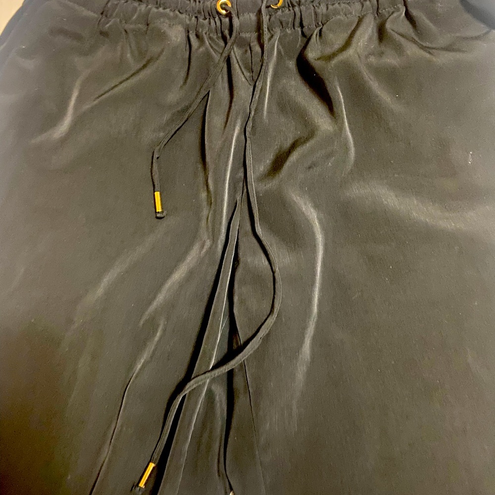 Woman express black draw string rayon pants